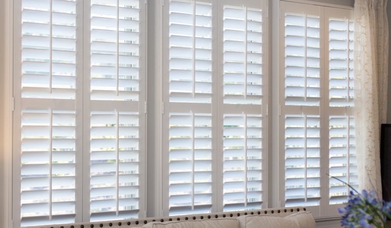 Faux wood plantation shutters in Cincinnati